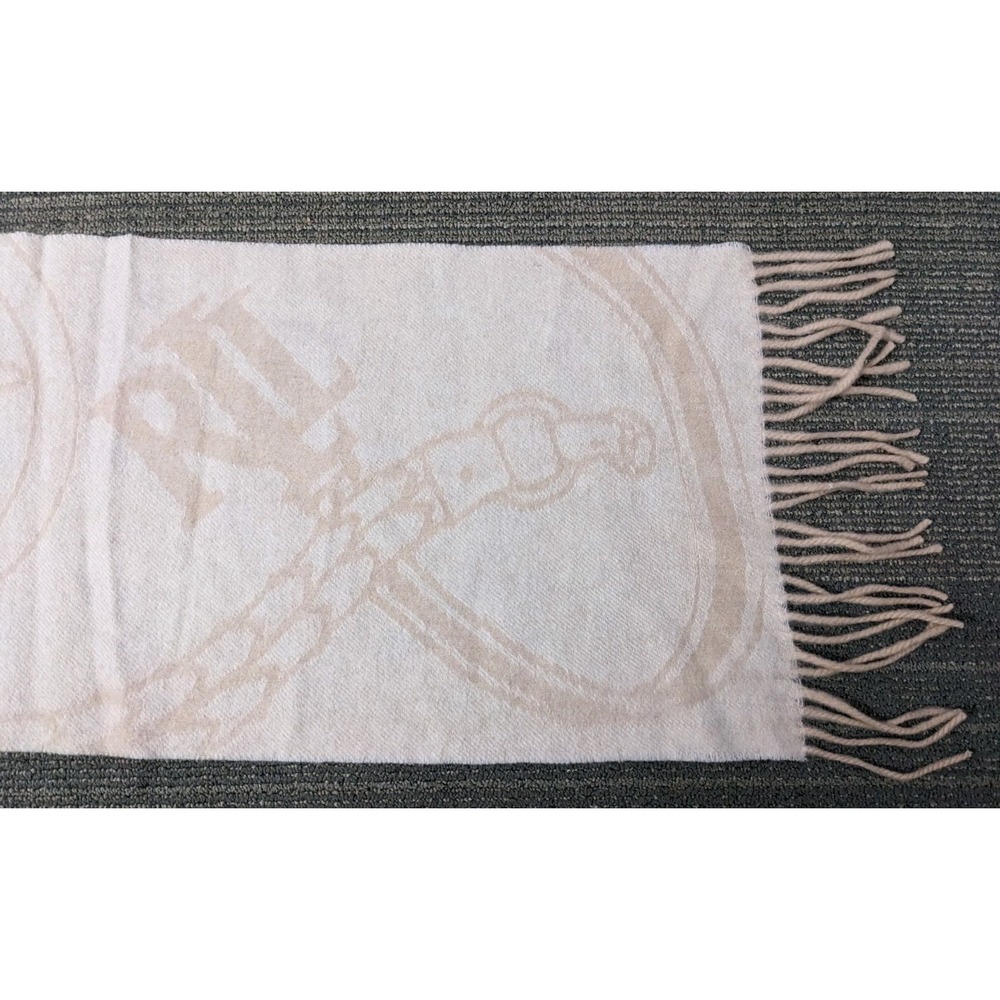 Lauren Ralph‎ Lauren Wool Scarf Equestrian Classic Horseshoe Logo Fringe Luxury - Picture 7 of 8